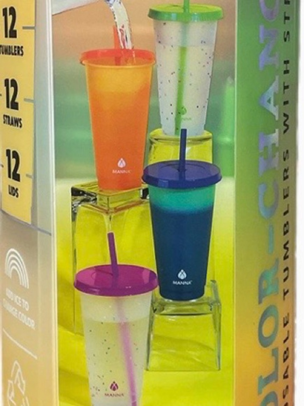 Tumbler Set Color-Changing with Lids and Straws - Cups